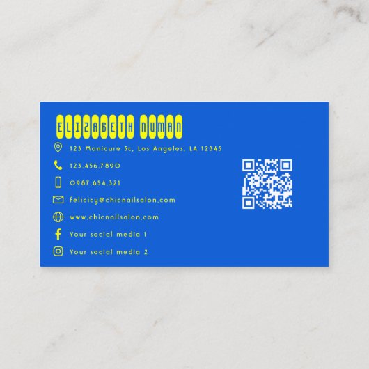 Cool Geel en Blauw Typografie Visitekaartje (Achterkant)