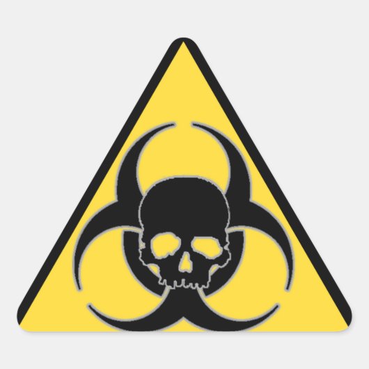 Cool Geel en Zwart Biohazard symbool en Schedel Sticker (Voorkant)