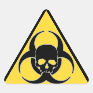 Cool Geel en Zwart Biohazard symbool en Schedel Sticker
