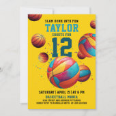 Cool Geel Kleurrijke Basketbal Sport Verjaardag Kaart (Voorkant)