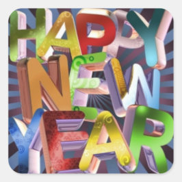 Cool gekleurde Happy New Year stickers