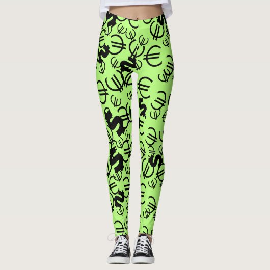 Cool geld euro dollars patroon leggings (Voorkant)