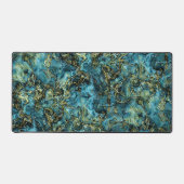 Cool gemarmerd Blauwgroen turquoise gouden agaat k Bureaumat (Voorkant)