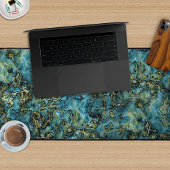 Cool gemarmerd Blauwgroen turquoise gouden agaat k Bureaumat