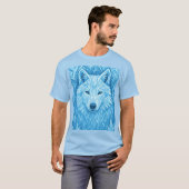 Cool Geometric Blue Wolf Low Poly Graphic All Over T-shirt (Voorkant volledig)