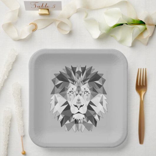 Cool Geometric Lion Head Paper Bord (Huwelijk)