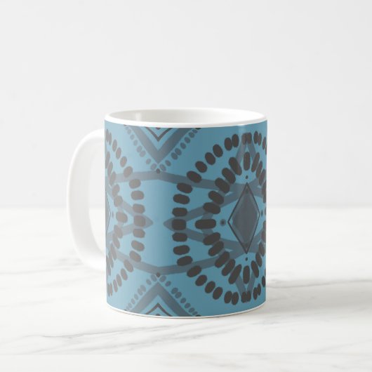 Cool Geometric Pattern Blue Grey Batik Stropdas-Dy Koffiemok (Voorkant links)