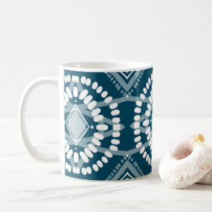 Cool Geometric Pattern Blue White Batik Stropdas-D Koffiemok