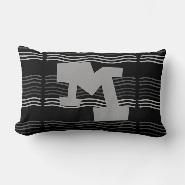 Cool Geometric Wave Monogram Kussen (Voorkant)