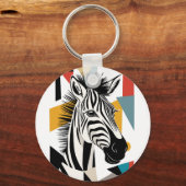 Cool Geometric Zebra African Wildlife Sleutelhanger (Achterkant)