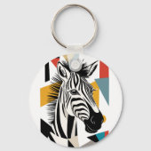 Cool Geometric Zebra African Wildlife Sleutelhanger (Achterkant)
