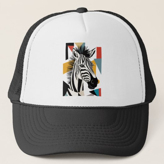 Cool Geometric Zebra African Wildlife Trucker Pet (Voorkant)