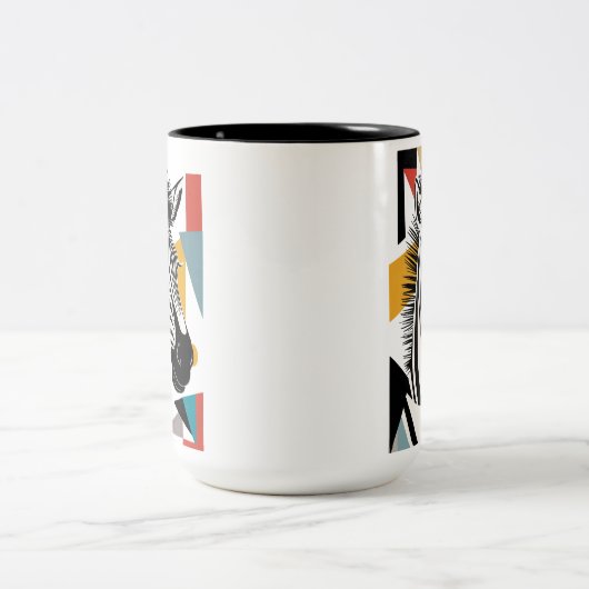 Cool Geometric Zebra African Wildlife Tweekleurige Koffiemok (Center)