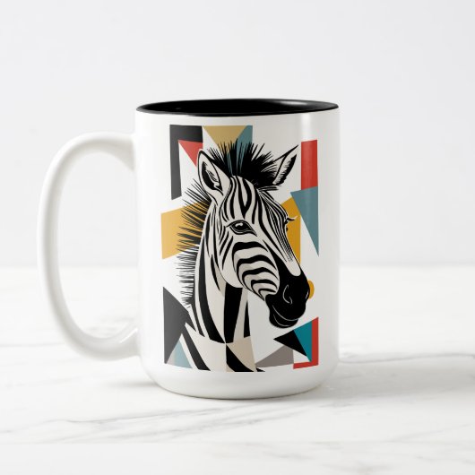 Cool Geometric Zebra African Wildlife Tweekleurige Koffiemok (Links)