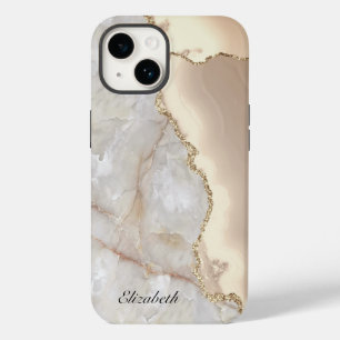 Cool geometrisch goud crèmekleurig marmer Case-Mate iPhone 14 hoesje