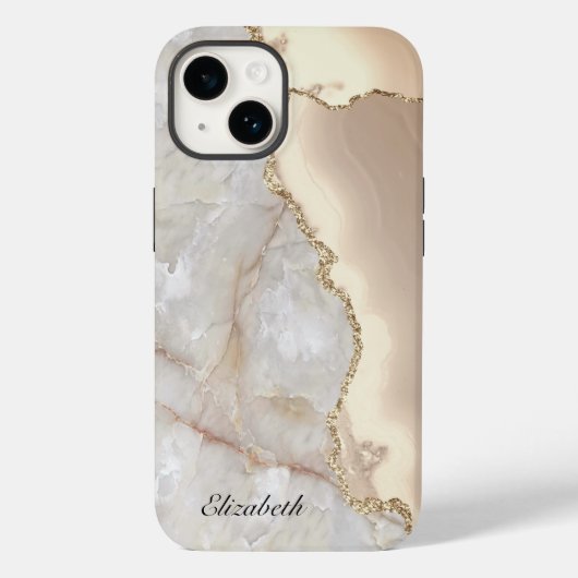Cool geometrisch goud crèmekleurig marmer Case-Mate iPhone case (Achterkant)