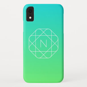 Cool geometrisch monogram Blauwe & Limegroene Om Case-Mate iPhone Case