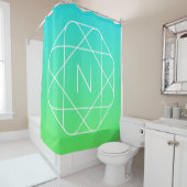 Cool geometrisch monogram | Blauwe & Limegroene Om Douchegordijn (In situ)