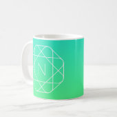 Cool geometrisch monogram | Blauwe & Limegroene Om Koffiemok (Voorkant links)
