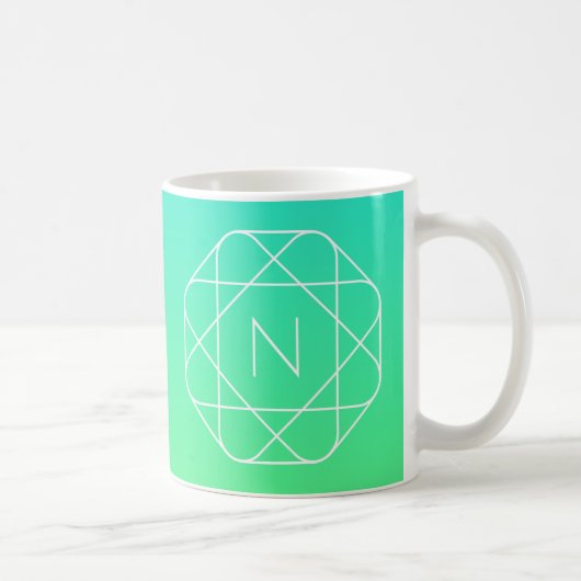 Cool geometrisch monogram | Blauwe & Limegroene Om Koffiemok (Rechts)