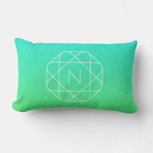 Cool geometrisch monogram Blauwe & Limegroene Om Kussen