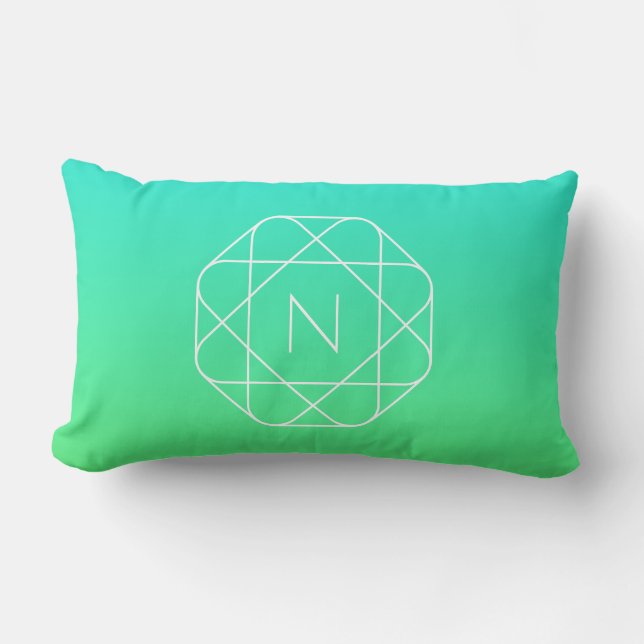 Cool geometrisch monogram | Blauwe & Limegroene Om Kussen (Voorkant)