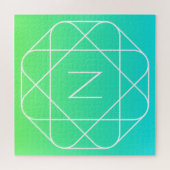 Cool geometrisch monogram | Blauwe & Limegroene Om Legpuzzel (Horizontaal)