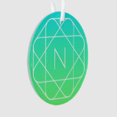 Cool geometrisch monogram | Blauwe & Limegroene Om Ornament (voorkant)