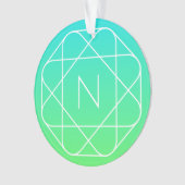 Cool geometrisch monogram | Blauwe & Limegroene Om Ornament (voorkant)