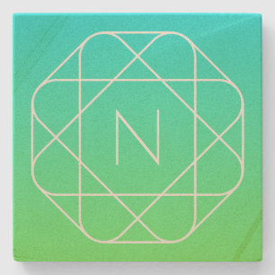 Cool geometrisch monogram Blauwe & Limegroene Om Stenen Onderzetter