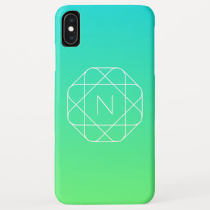 Cool geometrisch monogram Blauwe & limoengroene Case-Mate iPhone Case