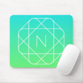 Cool geometrisch monogram | Blauwe & limoengroene Muismat (Met muis)
