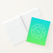 Cool geometrisch monogram | Blauwe & limoengroene Notitieboek (Binnen)