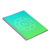 Cool geometrisch monogram | Blauwe & limoengroene Notitieboek (Rechterzijde)