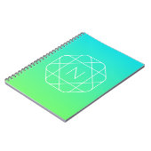 Cool geometrisch monogram | Blauwe & limoengroene Notitieboek (Linkerzijde)