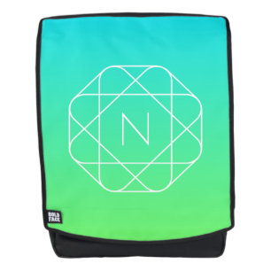 Cool geometrisch monogram Blauwe & limoengroene Rugtassen