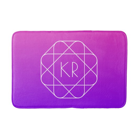 Cool geometrisch monogram | Magenta paars violet Badmat (Voorkant)