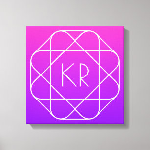 Cool geometrisch monogram Magenta Paars Violet Canvas Afdruk