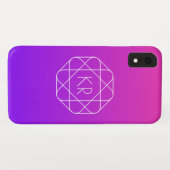 Cool geometrisch monogram | Magenta Paars Violet Case-Mate iPhone Case (Achterkant (horizontaal))