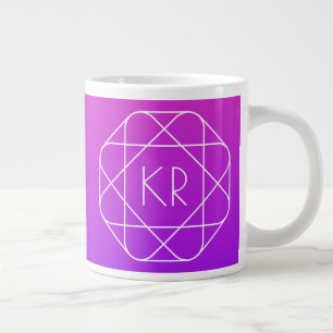 Cool geometrisch monogram Magenta Paars Violet Grote Koffiekop