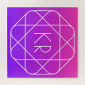 Cool geometrisch monogram | Magenta Paars Violet Legpuzzel (Horizontaal)