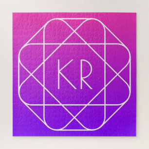 Cool geometrisch monogram   Magenta Paars Violet Legpuzzel