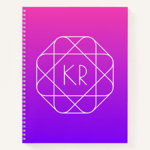 Cool geometrisch monogram Magenta paars violet Notitieboek