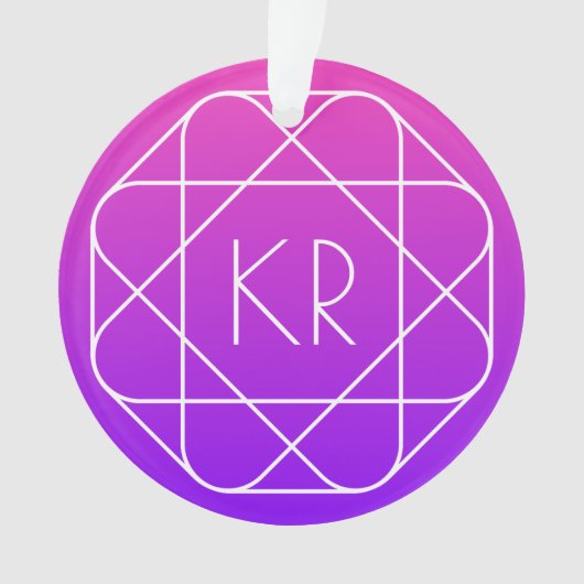 Cool geometrisch monogram | Magenta Paars Violet Ornament (voorkant)