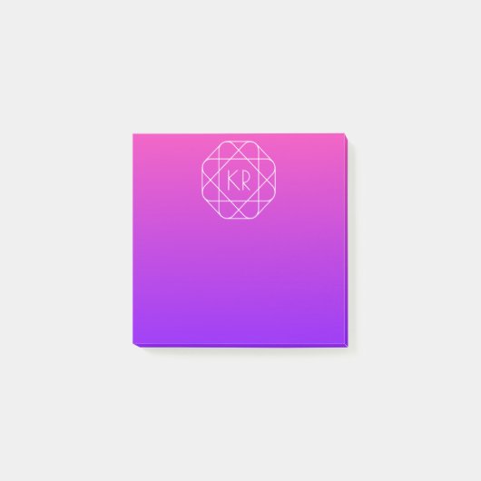 Cool geometrisch monogram | Magenta Paars Violet Post-it® Notes (Voorkant)