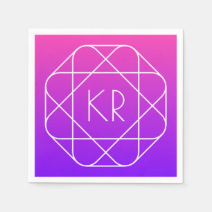 Cool geometrisch monogram   Magenta Paars Violet Servet