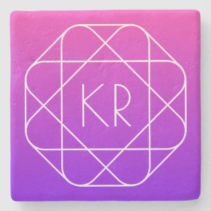 Cool geometrisch monogram   Magenta Paars Violet Stenen Onderzetter