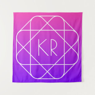 Cool geometrisch monogram Magenta paars violet Wandkleed