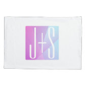 Cool geometrisch roze & paars | Initialen voor kop Kussensloop (Achterkant)