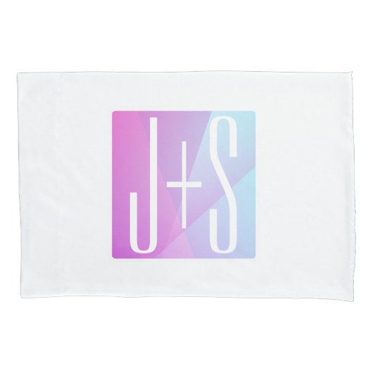 Cool geometrisch roze & paars | Initialen voor kop Kussensloop (Voorkant)
